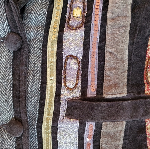 Gorgeous Chaudry Jacket NWT Blazer Ladies Small Brown Velvet Beads and Sequins - Picture 2 of 12